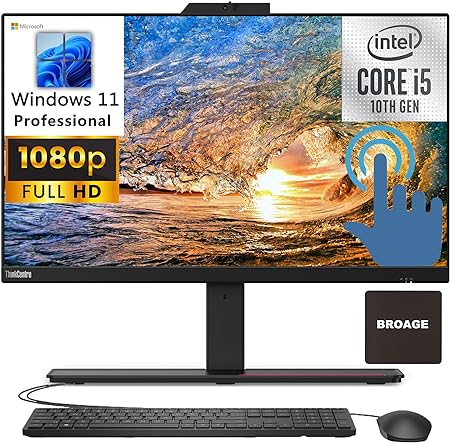 Lenovo ThinkCentre M90a AIO 23.8" Touchscreen FHD Business All-in-One Desktop Computer, Intel Hexa-Core i5-10400 (Beat i7-8700), 32GB RAM, 1TB PCIe SSD, DVDRW, WiFi 6, Windows 11 Pro, BROAG Mousepad