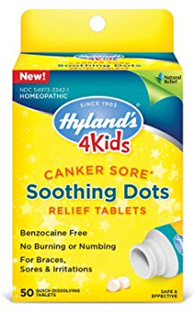 Canker Sore Treatment for Kids by Hyland's 4Kids, Natural Pain Relief of Mouth Ulcer, Braces, and Oral Irritation, 50 Tablets