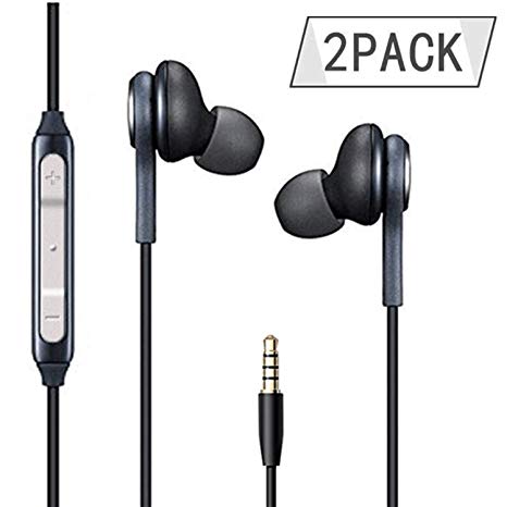 Earphones/Earbuds/Headphones 2Pack Black Compatible with iPhone / Galaxy S9/S9  S8/S8  Note8 / Android in-Ear Headphones Remote   Mic Hands-Free Earphones