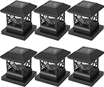 Twinsluxes Solar Post Cap Lights Outdoor - Waterproof LED Fence Post Solar Lights for 3.5x3.5/4x4/5x5 Wood Posts in Patio, Deck or Garden Decoration Warm Light… (6 Pack)…