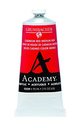 Grumbacher Academy Acrylic Paint, 90ml/3 oz Metal Tube, Cadmium Red Medium Hue