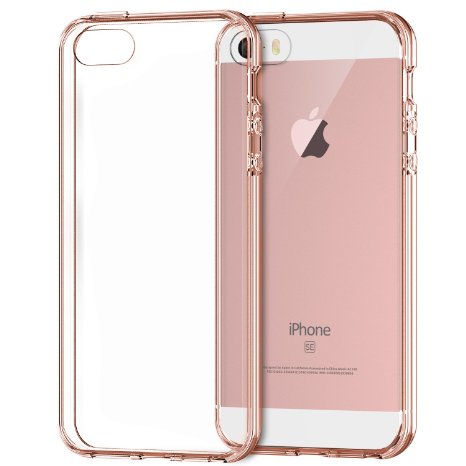 iPhone SE Case JETech Apple iPhone SE5S5 Case Bumper Cover Shock-Absorption Bumper and Anti-Scratch Clear Back for iPhone 5 5S SE Rose Gold