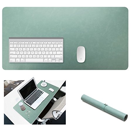 Yikda Extended Leather Gaming Mouse Pad/Mat, Large Office Writing Desk Computer Leather Mat Mousepad,Waterproof,Ultra Thin 1.2mm - 31.5"x15.7" (Mint Green)