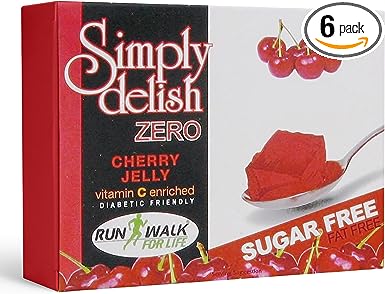 Simply Delish, Sugar-Free Jelly Dessert - Vegan, Gluten and Fat-Free, Cherry Flavour - Pack of 6, Keto Friendly Sweets