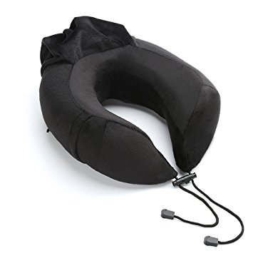 Kingta U Shape Travel Neck Pillow,Portable Memory Foam Airplane Pillow,Ergonomic and Washable Cover,Perfect for Camping,Studying,Traveling and Working (Black)