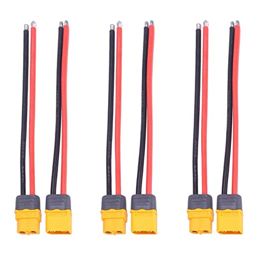 Onyehn 6 Pcs 3 Pairs XT60 XT-60 XT60H Plug Male and Female Connector with Sheath Housing Cover with 150mm 12AWG Silicon Wire for RC Lipo Battery FPV Racing Drone