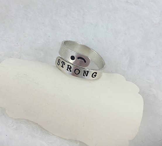 Customized Hand Stamped Semicolon Wrap Ring Sterling Silver