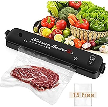 Vacuum Sealer Machine for Food Storage, 2 in 1 Modes Auto Vacuum Sealer, Multifunctional Vacuum Sealing System for Food Savers, Dry & Moist Sealing Modes, Led Lights, 15pcs Vacuum Sealer Bags