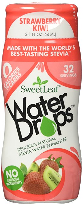 Sweetleaf Stevia Strawberry Kiwi Waterdrops 2.1 oz(64ml),Pack of 2