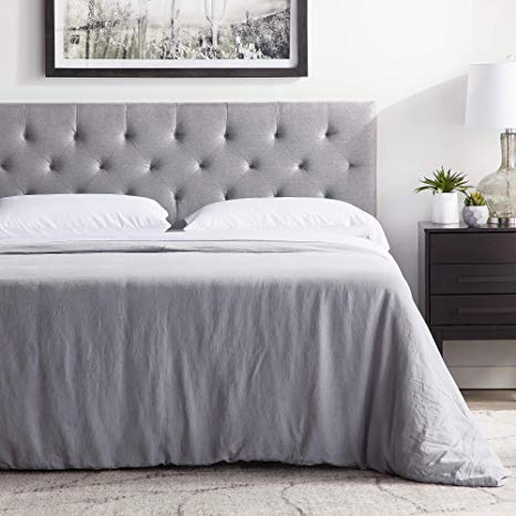 LUCID Mid-Rise Upholstered Headboard - Adjustable Height from 34” to 46” - King/California King - Stone