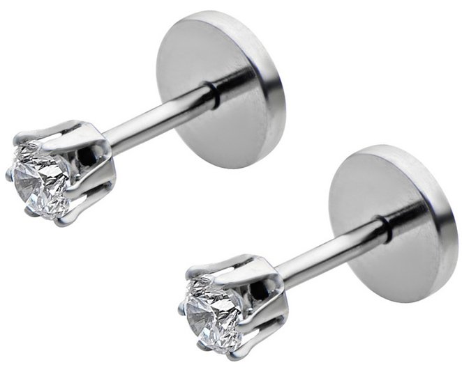 CZ Mini Crystal Prong Stud Earrings Pair With Comfortable Flat Back