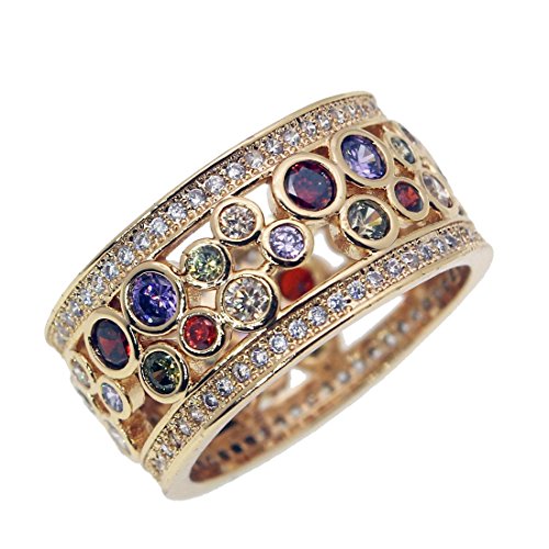 Wedding Ring Yellow Gold Gemstone Garnet Amethyst Morganite Band Size 7 8 9