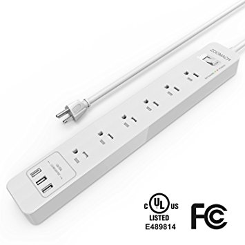 ZOOMACH Power Strip Surge Protector With USB 6-Outlet 2200 Joule 1875W /15A White-Whole UL Listed