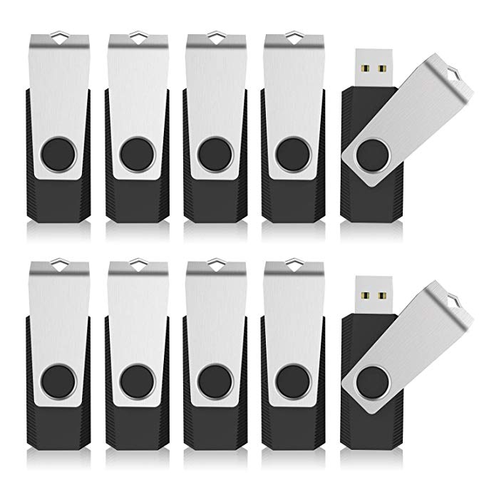 KEXIN Bulk USB 50 Pack 1GB USB Flash Drives Flash Drive Thumb Drive Bulk Flash Drives Swivel USB 2.0 (1G, 50PCS, Black)