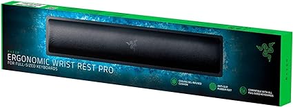 Razer Ergonomic Wrist Rest Pro - Ergonomic Cooling Gel Keyboard Wrist Rest (Cooling Gel-Infused Cushion, Anti-Slip Rubber Feet, Compatible With All Full-Sized Keyboards) Black