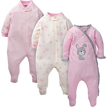 Gerber Baby Girls' 3-Pack Organic Sleep 'N Play