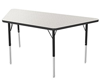 Marco Group Trapezoid Adjustable Activity Table, 24" Width x 48" Length, Gray Glace, Black Trim, Standard Legs