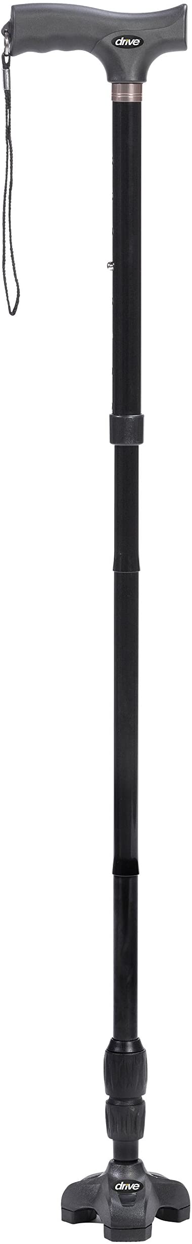 Drive Medical Flex N Go Adjustable Folding Cane with T Handle, Black