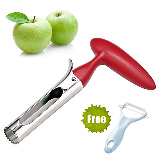 Apple Corer,New Premium Apple Corer Remover, Stainless Steel Apple or Pear Core Remover Tool for Home & Kitchen with Sharp Serrated Blade