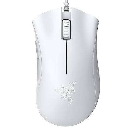 Razer DeathAdder Essential Gaming Mouse: 6400 DPI Optical Sensor - 5 Programmable Buttons - Mechanical Switches - Rubber Side Grips - Mercury White