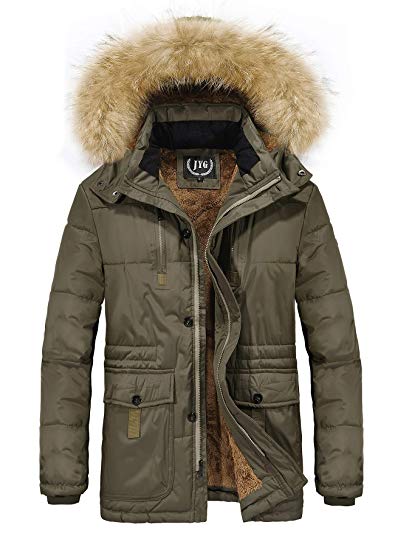 JYG Men's Winter Thicken Coat Quilted Puffer Jacket with Removable Hood