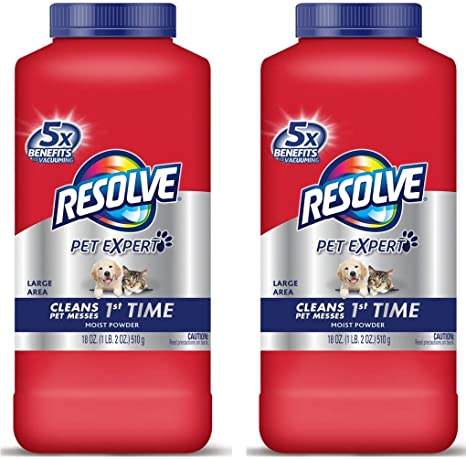 Resolve Pet Carpet Cleaner Powder, 18 oz Bottle, for Dirt Stain & Odor Removal (2-PACK)
