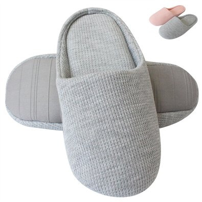 UltraIdeas Women's Comfort Knitted Cotton Slip on Slippers Washable Flat Closed Toe Indoor Shoes