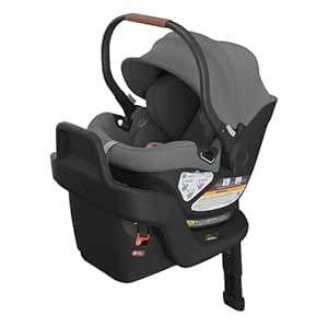 UPPAbaby Aria Lightweight Infant Car Seat/Just Under 6 lbs for Easy Portability/Base with Load Leg   Infant Insert Included/Direct Stroller Attachment/Greyson (Charcoal Mélange/Saddle Leather)