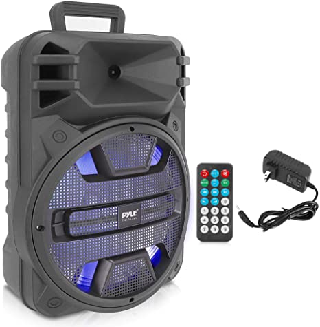 Portable Bluetooth PA Speaker System - 800W Outdoor Bluetooth Speaker Portable PA System w/Microphone in, Party Lights, USB SD Card Reader, FM Radio, Remote Control - Pyle PPHP1243B