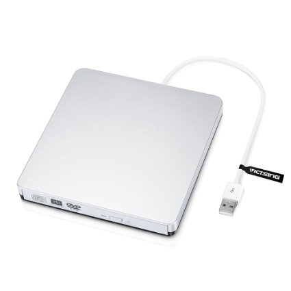 1 Year Warranty VicTsing USB 20 Slim External DVD-RW CD-RW Drive Player Writer Burner for HP Dell IBM Sony Toshiba Acer Apple Asus - Laptop Netbook Notebook PC - Silver