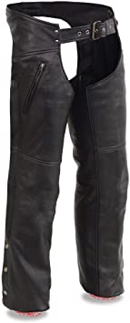 Milwaukee Leather MLM5513 Men's Black 'Heated' Leather Chaps with Zippered Thigh Pockets - 3X-Large