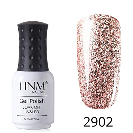 HNM Rose Gold Glitter Nail Gel Polish Varnish Lacquer UV LED Soak Off Manicure Salon 8ML
