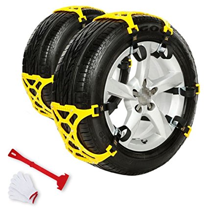 PrettyFirst Anti Snow Chains of Car Snow Tire Chains Anti Slip Chain Anti-skid Chains Fit for Most Car/SUV/Truck -Set of 6