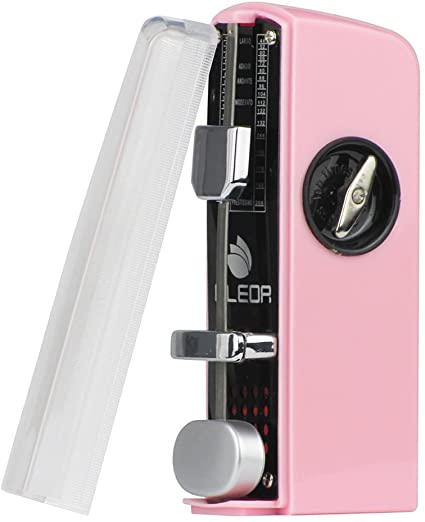 FLEOR Mini Mechanical Metronome Spring Driven Traditional Metronome Pocket Metronome, Pink