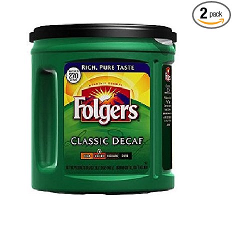 Folgers Classic Roast Decaffeinated Ground Coffee, 33.9 Ounce (Pack of 2)