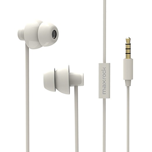 MAXROCK TM Mini Total Soft Silicone Earbuds Headphones with Mic Music Sleeping Choice for Cellphones Ipad Tablet Mp3 Laptop and Most 3.5mm Audio Player (white)