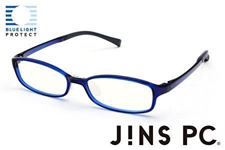 JINS PC Glasses Computer Eyewear Navy (Clear Lenses, Cuts blue Light by 35%)