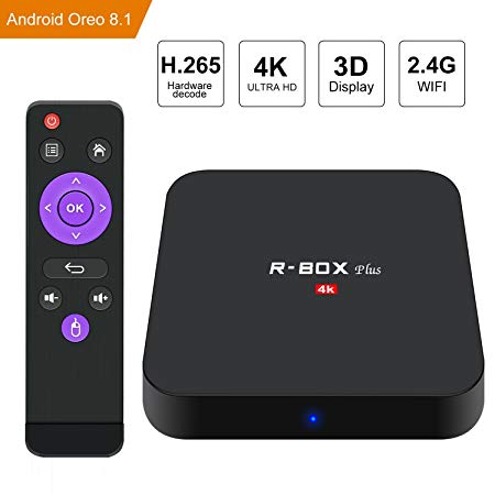 Android 8.1 Smart TV Box - SCS ETC R-BOX PLUS 2018 New Generation Android TV Box with RK3328 Quad-Core 64bit Cortex-A53, 2GB 16GB, Built-in Wi-Fi, HDMI Output, USB4, 4K UHD Web TV Box