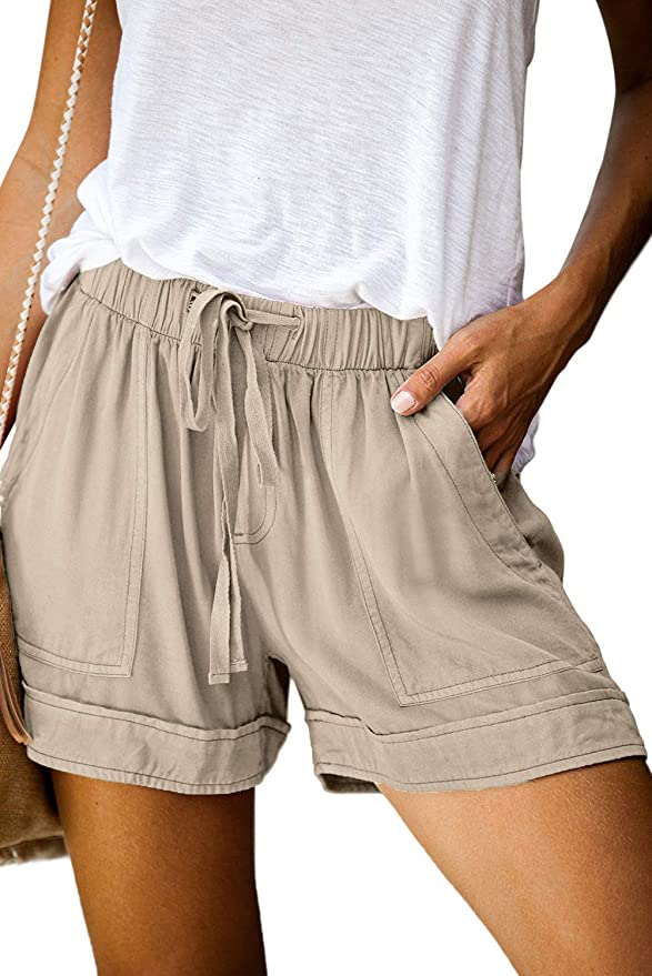 Dokotoo Womens Comfy Drawstring Casual Elastic Waist Pocketed Shorts