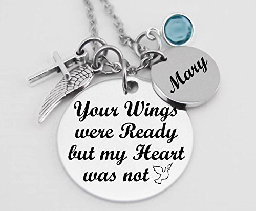 Memorial Jewelry, Stainless Steel Pendant, Necklace,Your Wings Were Ready, But My Heart Was Not, Child loss, Lose of Loved One