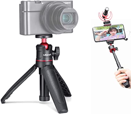 ULANZI MT-08 Mini Extendable Handheld Tripod Compatible with iPhone/Samsung/Google Smartphone Clamp for Travel Vlogging Compact Travel, 1/4" Tripod Head