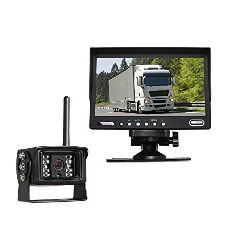 Auto-Vox Digital Wireless Backup Camera System with 7" HD Rearview Monitor, Sony CCD Super Night Vision camera IP 68 Waterproof Rear view camera for Trucks