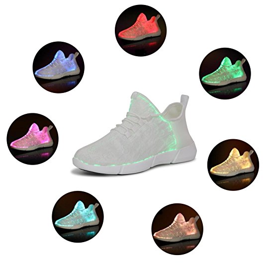 Sikaini Light up Shoes For Kids White LED Sneakers Flashing Running Shoes