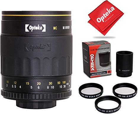 Opteka 500-1000mm f/8 Mirror Telephoto Lens for Nikon D5, D4s, D4, D3x, Df, D810, D800, D750, D610, D500, D7500, D7200, D7100, D5600, D5500, D5300, D5200, D5100, D3400, D3300 Digital SLR Cameras