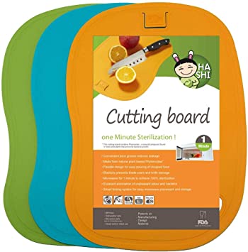 HASHI Ergonomic Design TPE Cutting Board Set of 3 - Flexible & Dishwasher Safe and BPA FREE Chopping board