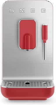 Smeg BCC02RDMUK Bean to Cup Coffee Machine, Retro 50's Style, Steam Wand, Matte Red
