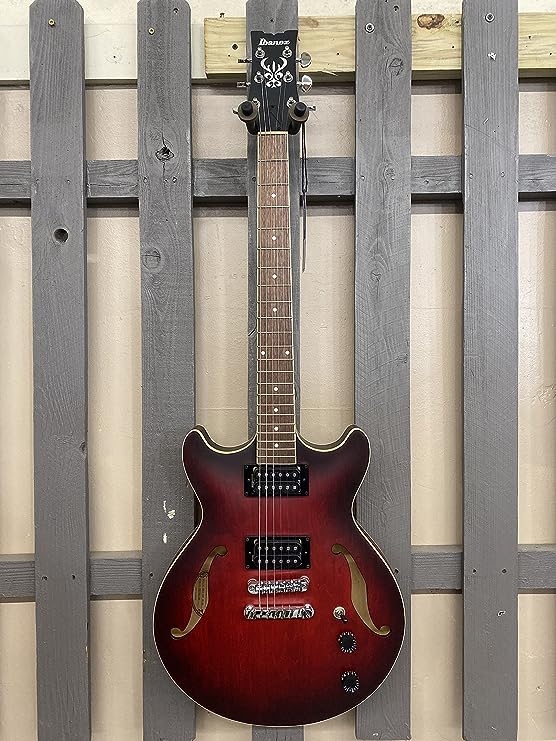 Ibanez Artcore 6 String Semi-Hollow-Body Electric Guitar, Right, Sunburst Red Flat, Full (AM53SRF)