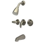 Kingston Brass KB238LL Tub and Shower Faucet with 3-Legacy Lever Handle Satin Nickel