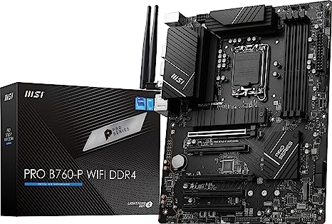 MSI PRO B760-P WiFi DDR4 ProSeries Motherboard (Supports 12th/13th Gen Intel Processors, LGA 1700, DDR4, PCIe 4.0, M.2, 2.5Gbps LAN, USB 3.2 Gen2, Wi-Fi 6E, ATX)