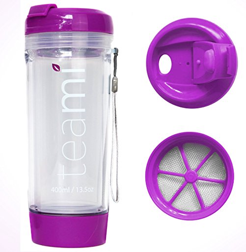FRUIT INFUSER Water Bottle Tumbler with a Lid | 100% BPA FREE | Our Best Infusion Bottles for Infused Fruit, Smoothies, Tea, and Coffee | Double Walled Mug, Hot & Cold (13.5 Ounces, Purple)